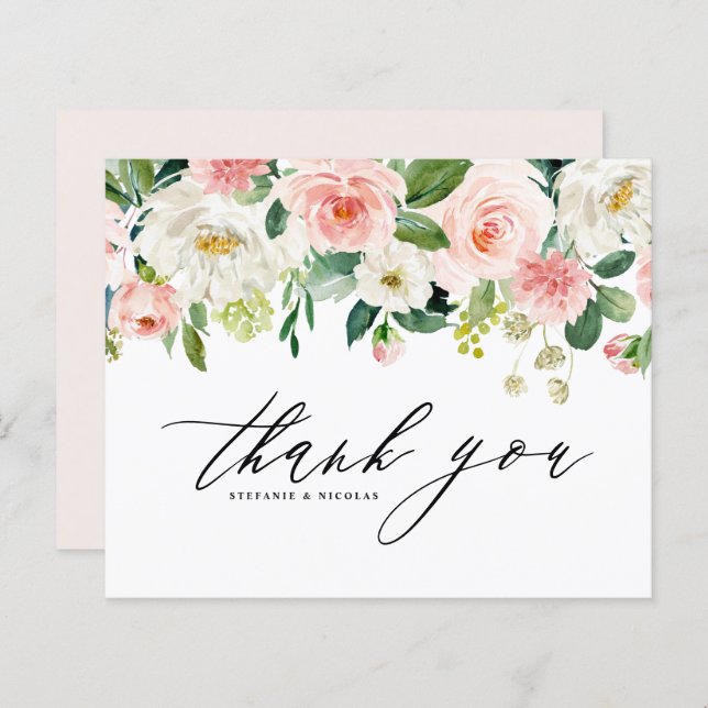 Pretty Garden Flowers Wedding Thank You Card (Front/Back)