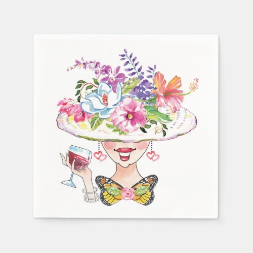 Pretty Garden Party Lady  Butterfly Paper Napkin