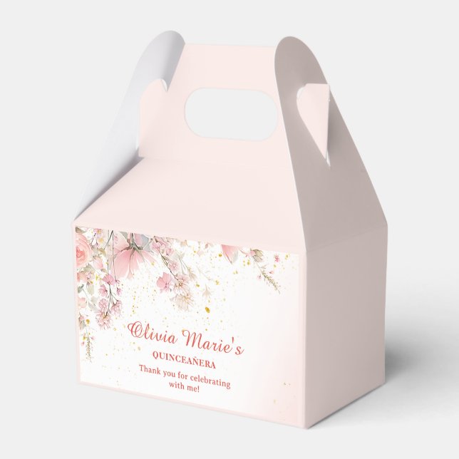 Pretty Garden Wildflowers Sweet 16 Favor Boxes (Front Side)