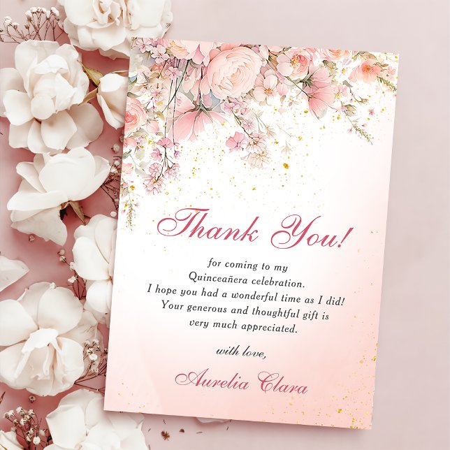 Pretty Garden Wildflowers Sweet 16 Thank You Card (Creator Uploaded)
