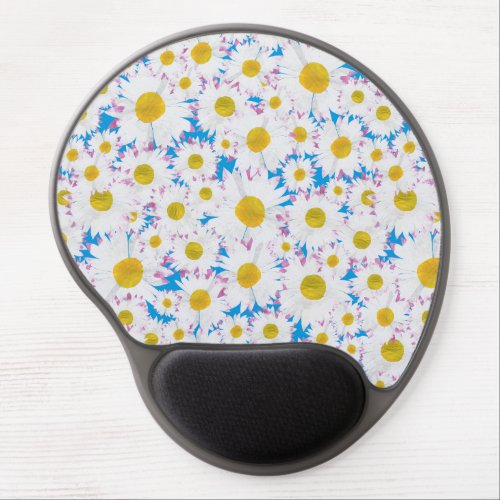 Pretty Gel Mousepad Ditzy White Daisies on Blue Gel Mouse Pad