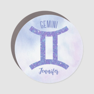 Pretty Gemini Astrology Personalized Purple Car Magnet