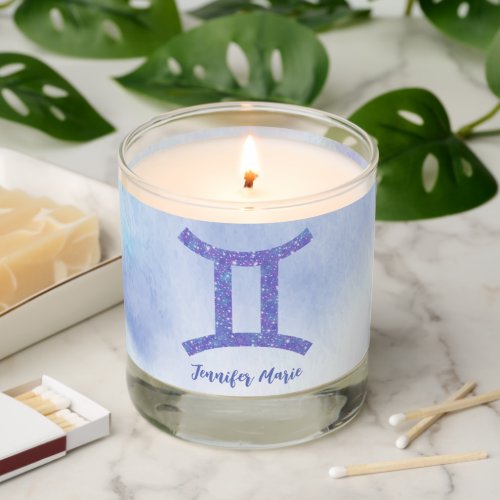 Pretty Gemini Astrology Sign Custom Purple Gift Scented Candle