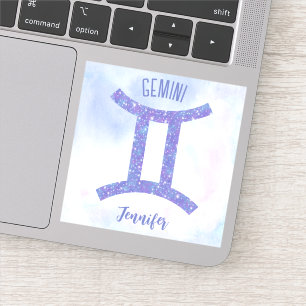Pretty Gemini Astrology Sign Personalized Laptop Sticker