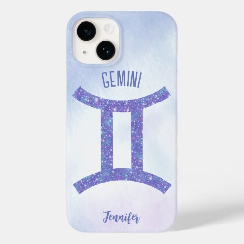 Pretty Gemini Astrology Sign Personalized Purple Case_Mate iPhone 14 Case