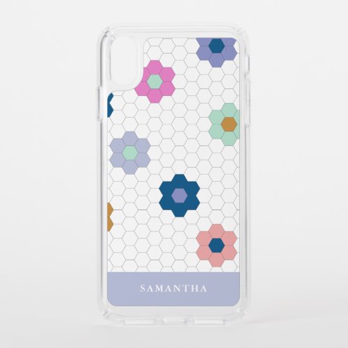 Pretty Geometric Hexagon Flowers in Lilac Speck iPhone XS Max Case