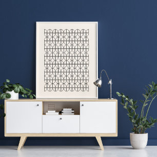 Pretty Geometric Line Work in Black and Cream Poster