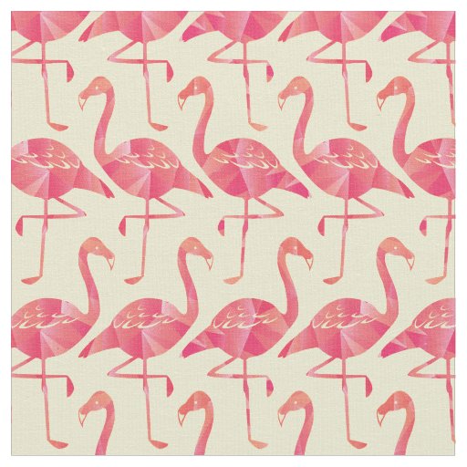 Pretty Geometric Pink Flamingos Pattern Fabric