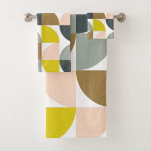 Black & Yellow Geometric Funky Modern Pattern Bath Towel Set, Zazzle