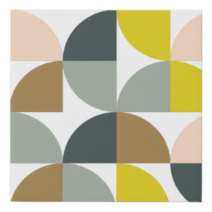 Pretty Geometric Shapes Pattern in Soft Colors Faux Canvas Print