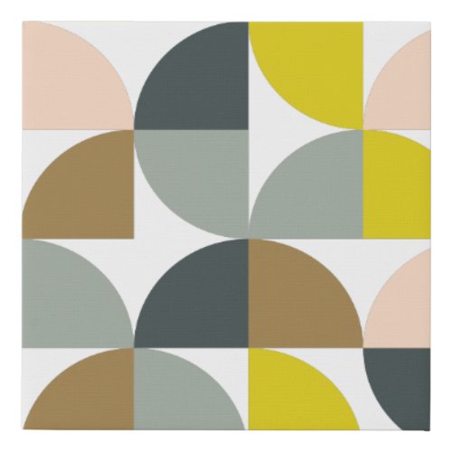 Pretty Geometric Shapes Pattern in Soft Colors Faux Canvas Print