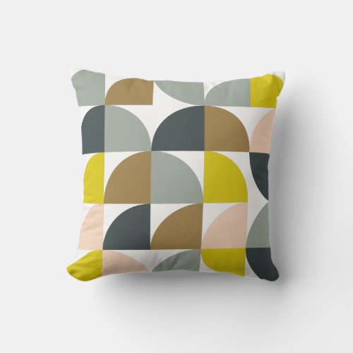 Pretty Geometric Shapes Pattern in Soft Colors Throw Pillow