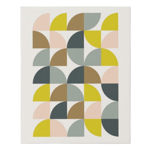 Pretty Geometric Shapes Pattern Pink Gray Faux Canvas Print