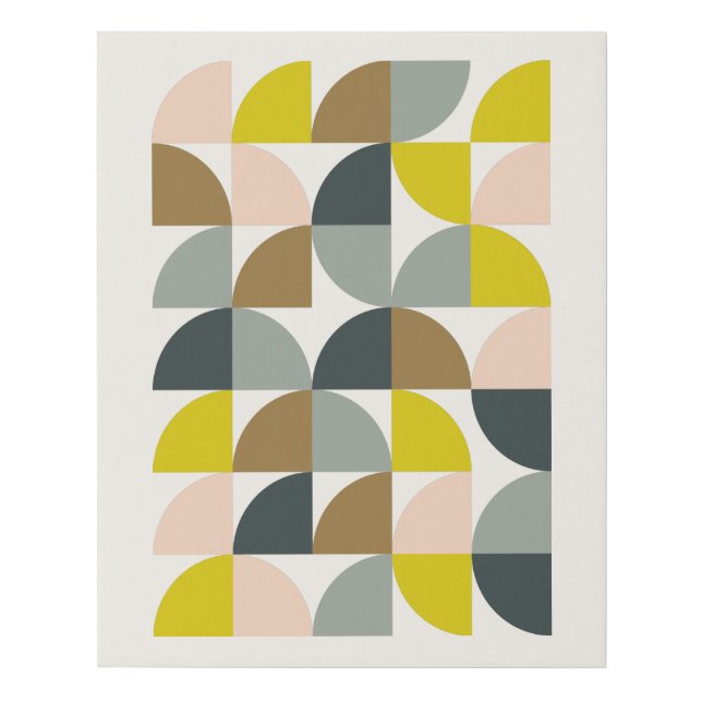 Pretty Geometric Shapes Pattern Pink Gray Faux Canvas Print (Front)