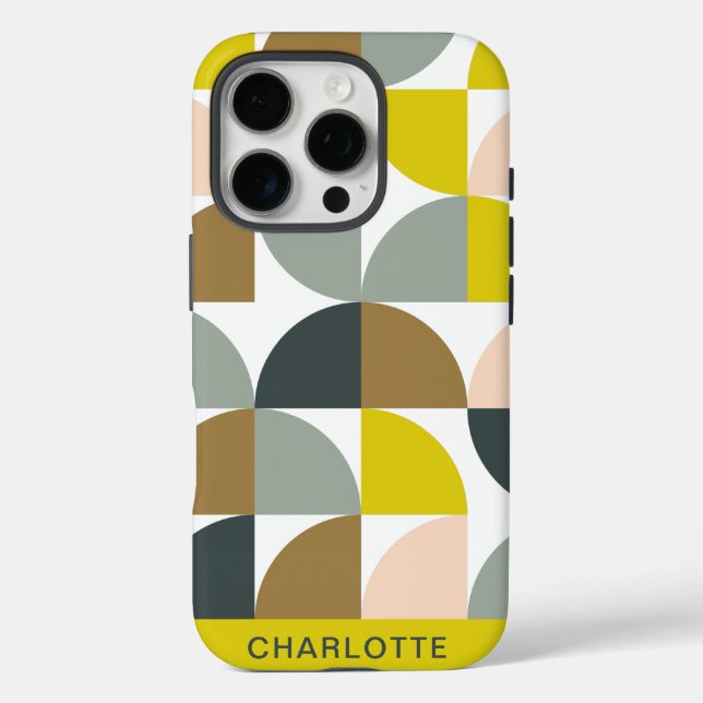 Pretty Geometric Shapes Pink Yellow Personalized Case-Mate iPhone Case (Back)