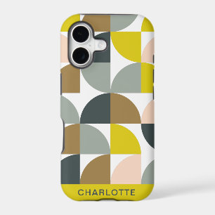 Pretty Geometric Shapes Pink Yellow Personalized iPhone 17 Case