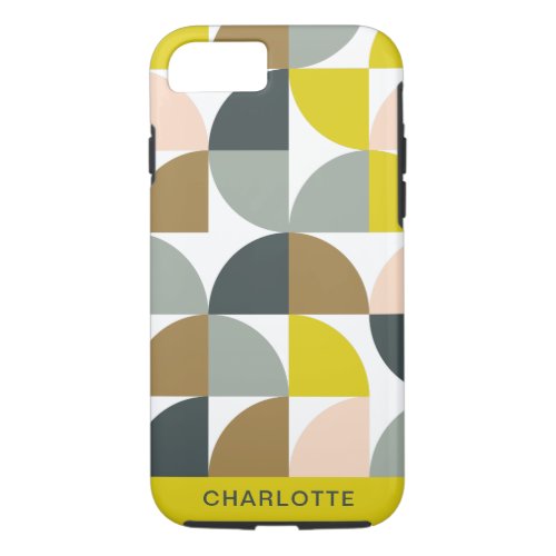 Pretty Geometric Shapes Pink Yellow Personalized iPhone 87 Case
