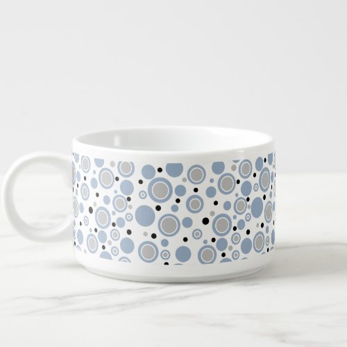 Pretty Geometric Slate Blue Silver Bowl