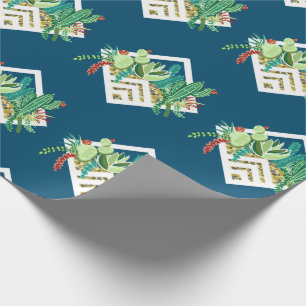 Pretty Geometric Succulents Planter Wrapping Paper