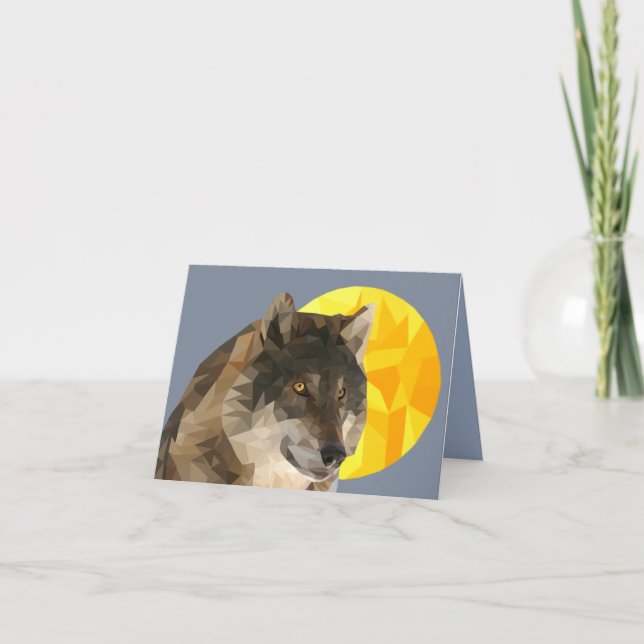 Pretty Geometric Wolf Art Greeting Card (Front)