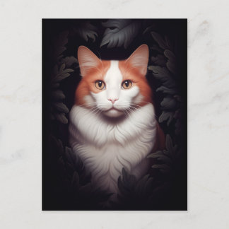 Pretty Ginger Cat Among Leaves Postcard