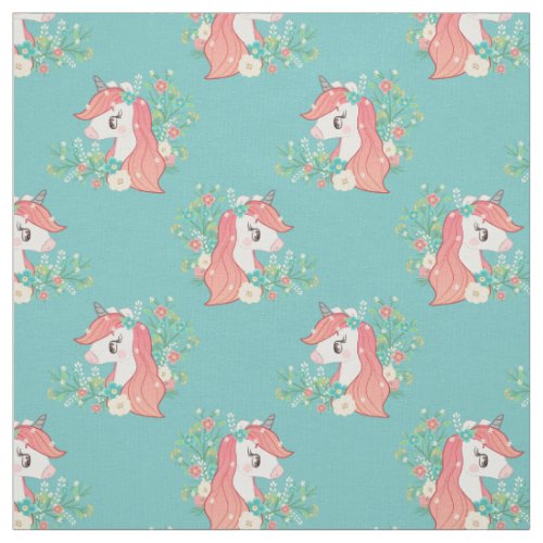 Pretty Ginger Floral Unicorn Pattern Fabric