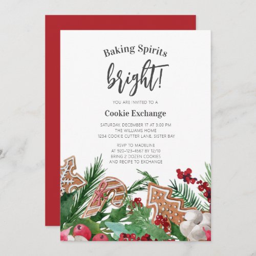 Pretty Gingerbread Cookie Exchange Party Invitation