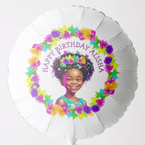 Pretty Girl African_American Girl Personalized Balloon