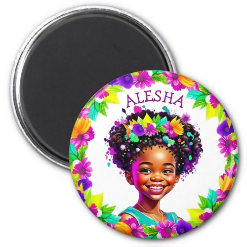 Pretty Girl African_American Girl Personalized Magnet