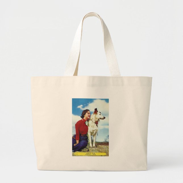 pretty girl and dog iowa casino cafe advetisment large tote bag (Front)