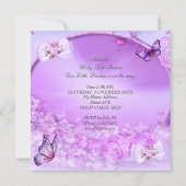 Pretty Girl Baby Shower Purple Butterfly Ethnic Invitation (Back)