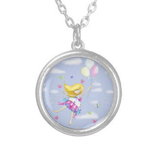 Pretty Girl Balloon Fairy Flight of Fancy Gifts Silver Plated Necklace