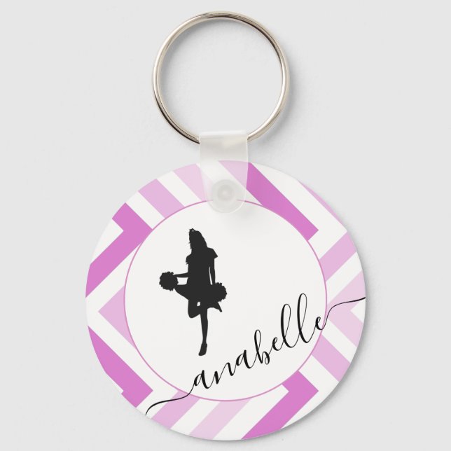 Pretty Girl Cheerleader Pink Girly Cheer Theme Keychain (Front)