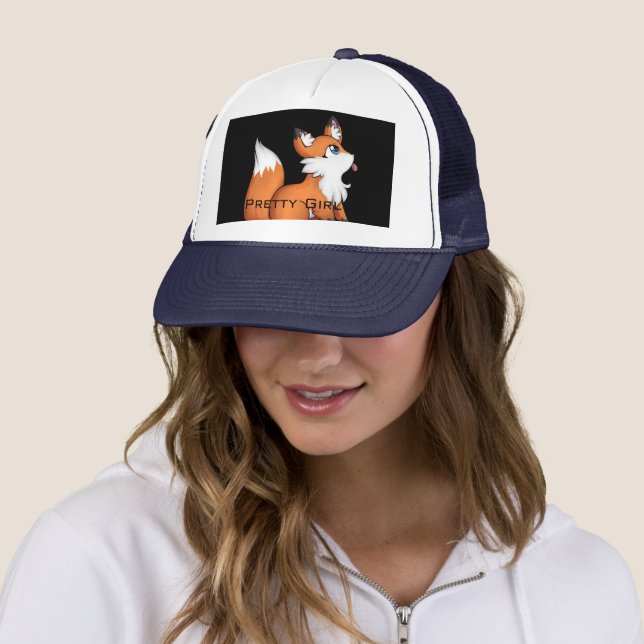 Pretty Girl Create own text Squirrel image-cap Trucker Hat (In Situ)