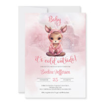 Pretty girl deer winter Baby Shower Invitation