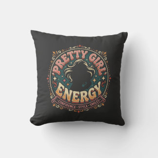 Pretty Girl Energy Vintage Aesthetic Throw Pillow
