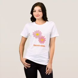 Pretty Girl Floral T-Shirt Cute Pink Daisy Aesthet Tri-Blend Shirt