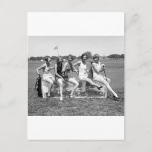 Pretty Girl Golfers, 1920s Postcard