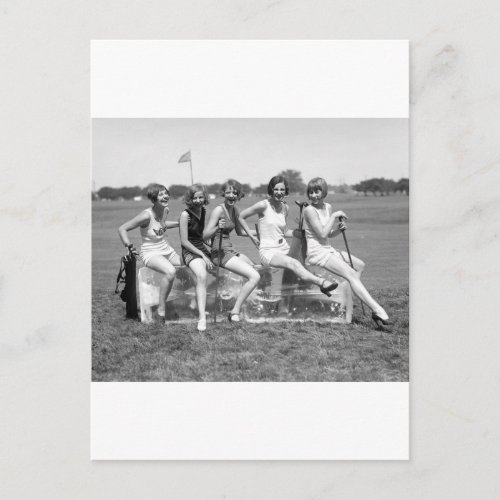 Pretty Girl Golfers 1920s Postcard