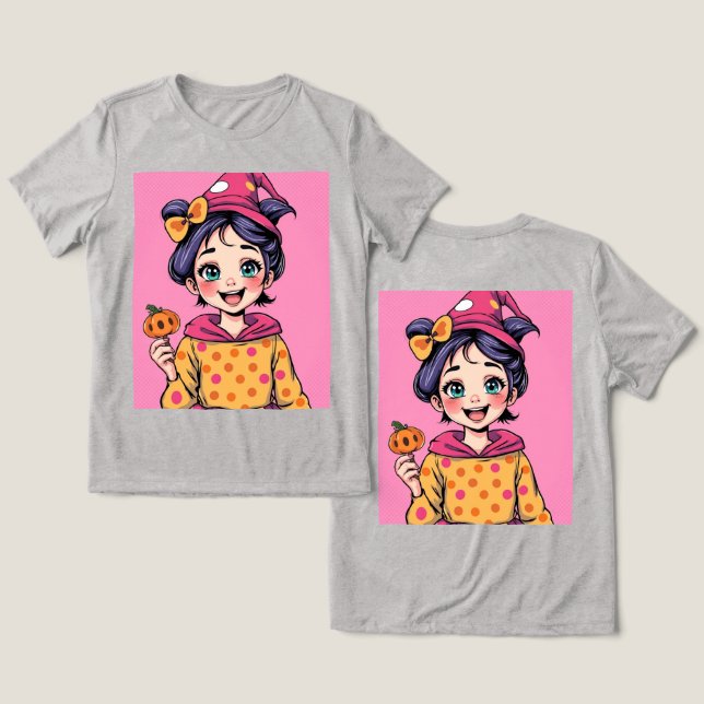 Pretty Girl Halloween Triblend T-Shirt Tri-Blend Shirt (Design Front & Back)