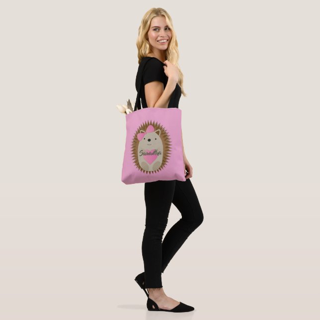 Pretty Girl Hedgehog Hugging a Heart Tote Bag (On Model)