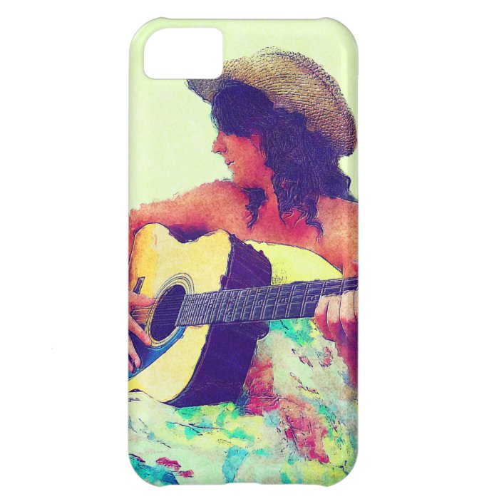 Pretty Girl in Country Hat with Guitar iPhone 5C Case