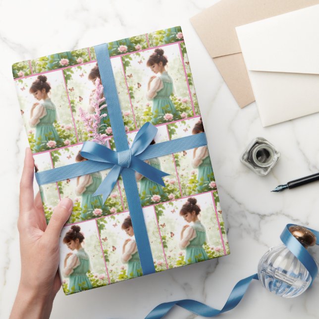 Pretty Girl In Summer Garden Wrapping Paper (Gifting)
