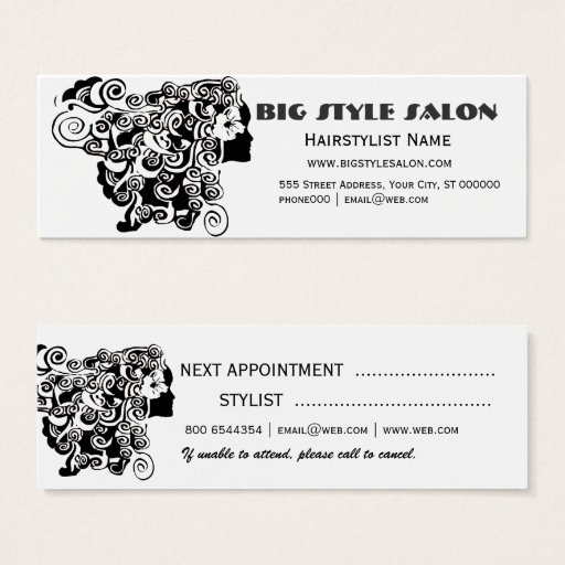 Customizable Pretty Woman Long Waves Hair Beauty Salon Business Card Template