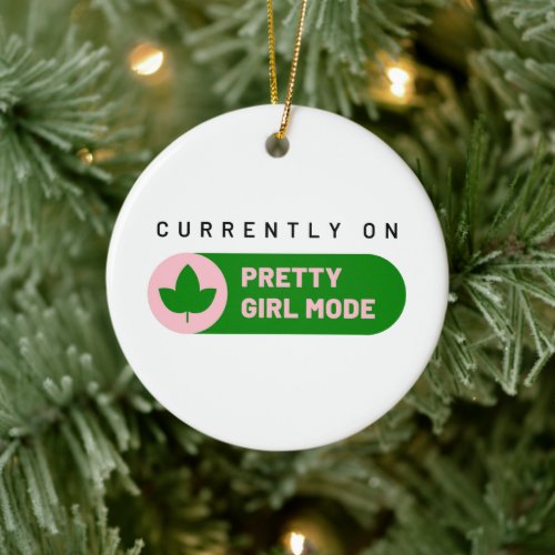 Pretty Girl Mode Pink and Green Christmas Tree Ceramic Ornament