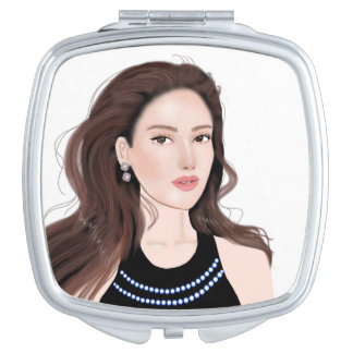 pretty girl on my artwork compact mirrror compact mirror