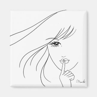Pretty girl says shhh... magnet
