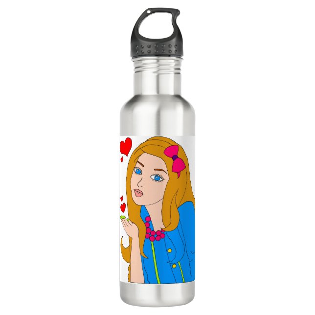 Pretty girl stainless steel water bottle (Front)