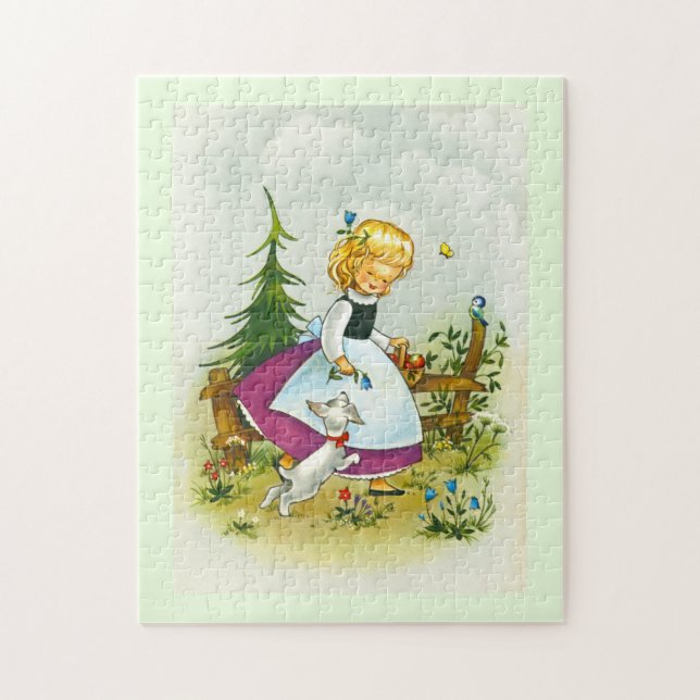 Pretty girl with a dog jigsaw puzzle (Vertical)