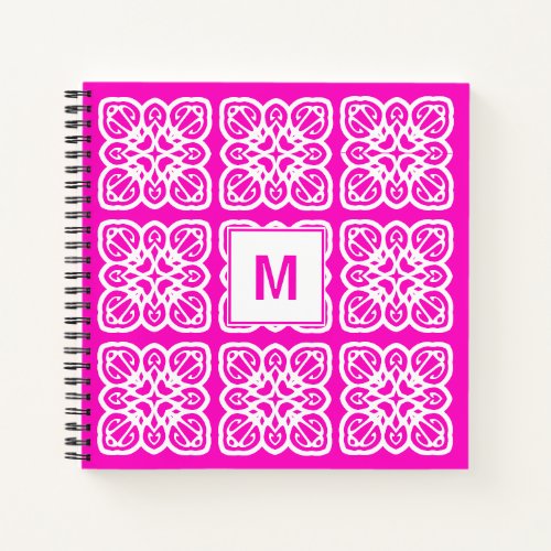Pretty Girlie Hot Pink Lace Monogram Notebook